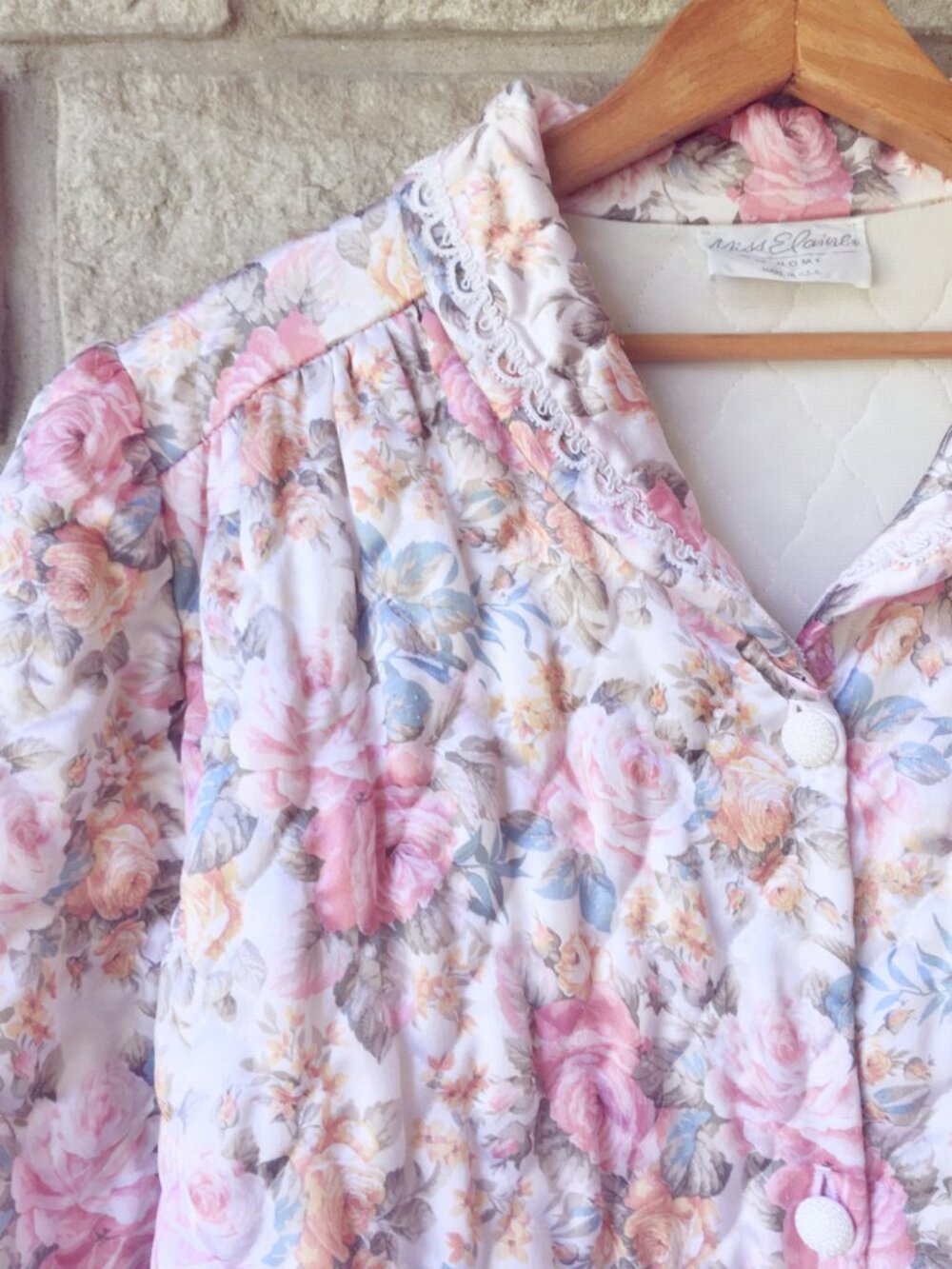 Vintage Floral Quilted Robe - Miss Elaine